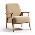 Sessel aus naturholz mit stoffbezug in beige 75 x 80 x 85cm