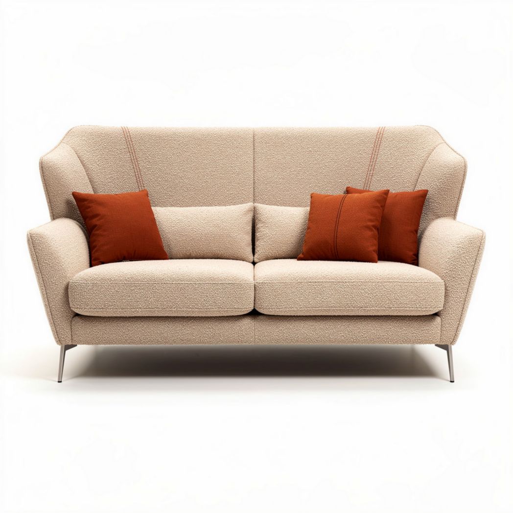 Couch mit zwei Kissen aus Stoff in beige und orange 180 x 85 x 90cm