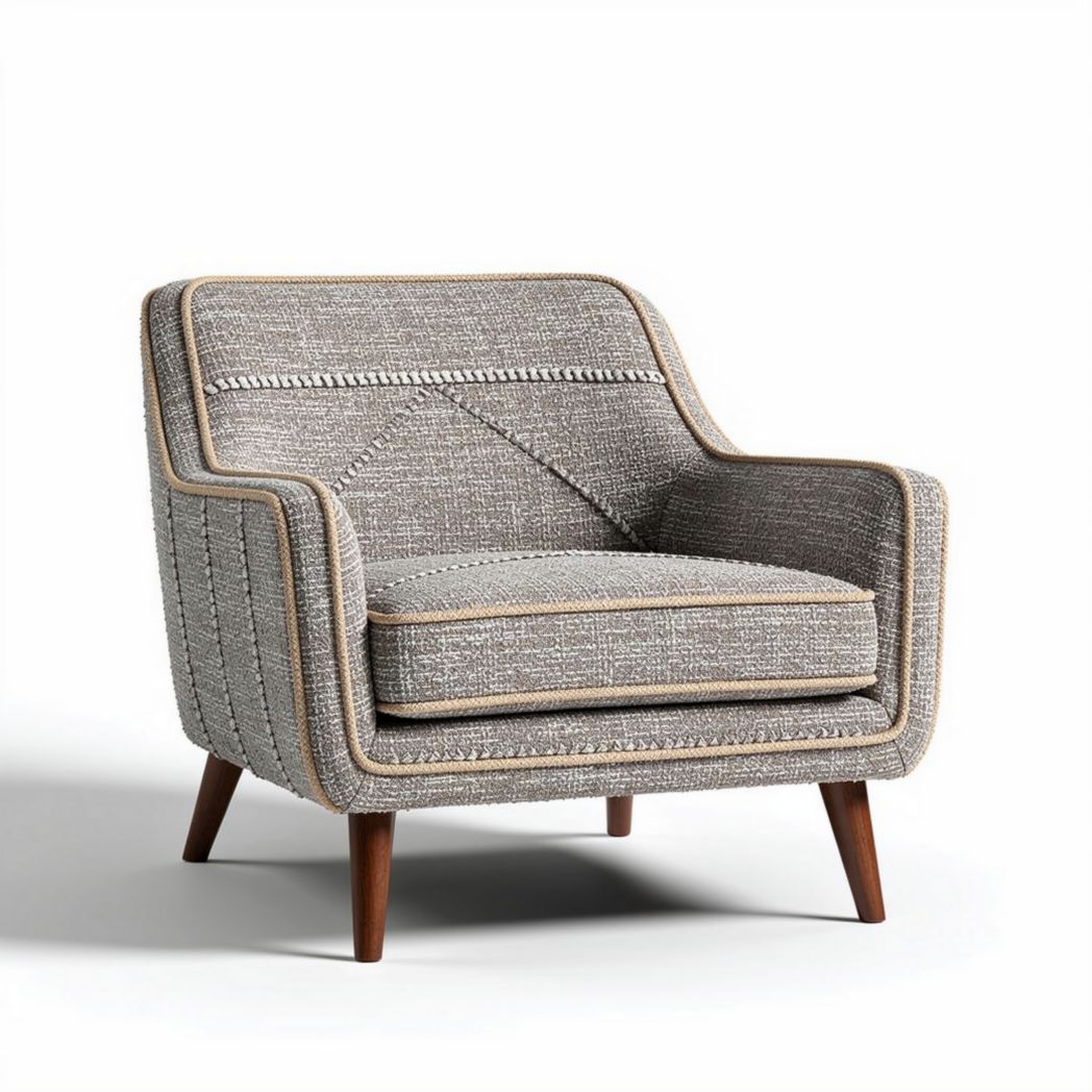 Bequemer fauteuil mit stoffbezug in grau und holzfüßen 80 x 75 x 75cm