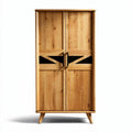 Holzschrank mit zwei Türen in natural finish und schwarzen Akzenten 150 x 80 x 40cm