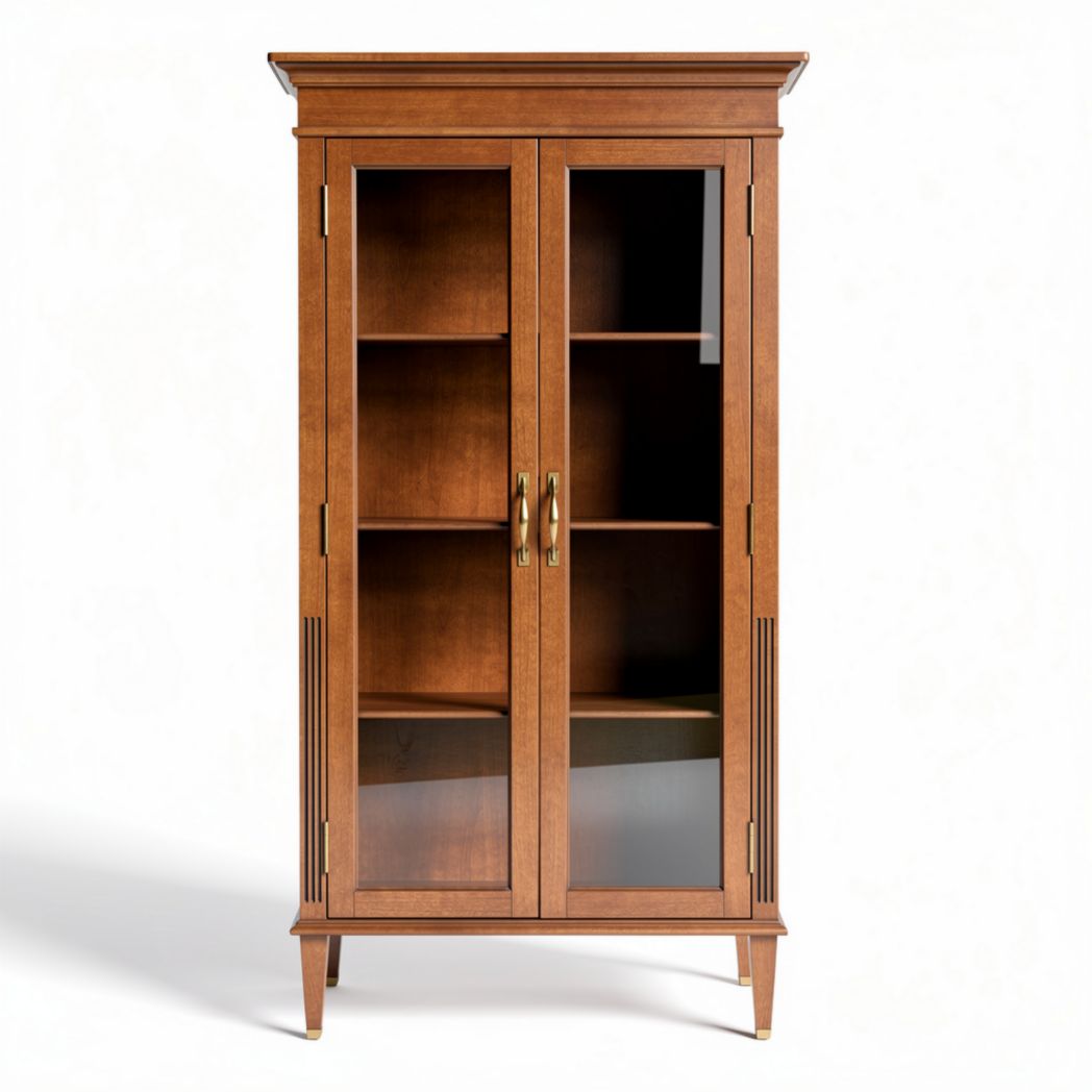 Vitrinenschrank aus Holz mit Glastüren für Wohnzimmer 80 x 40 x 160cm