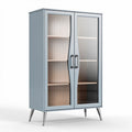 gläserner vitrinenschrank aus metall in blau mit maßen 80 x 40 x 120cm