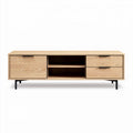 Fernsehschrank aus Eichenholz mit zwei Schubladen und offener Ablagefläche 150 x 45 x 40cm