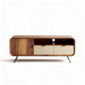 Fernsehtisch aus Holz mit zwei Schubladen in beige und natürlichem Finish 150 x 40 x 50cm