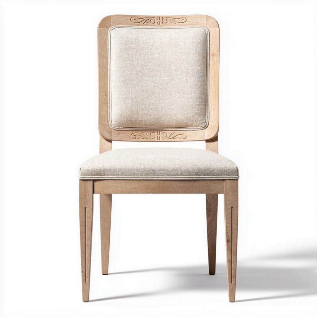 Holzstuhl mit stoffbezug in beige maße 40 x 40 x 90cm für esszimmer