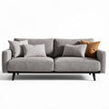 Wohnzimmersofa aus grauem Stoff mit schwarzen Metallbeinen 200 x 90 x 85cm